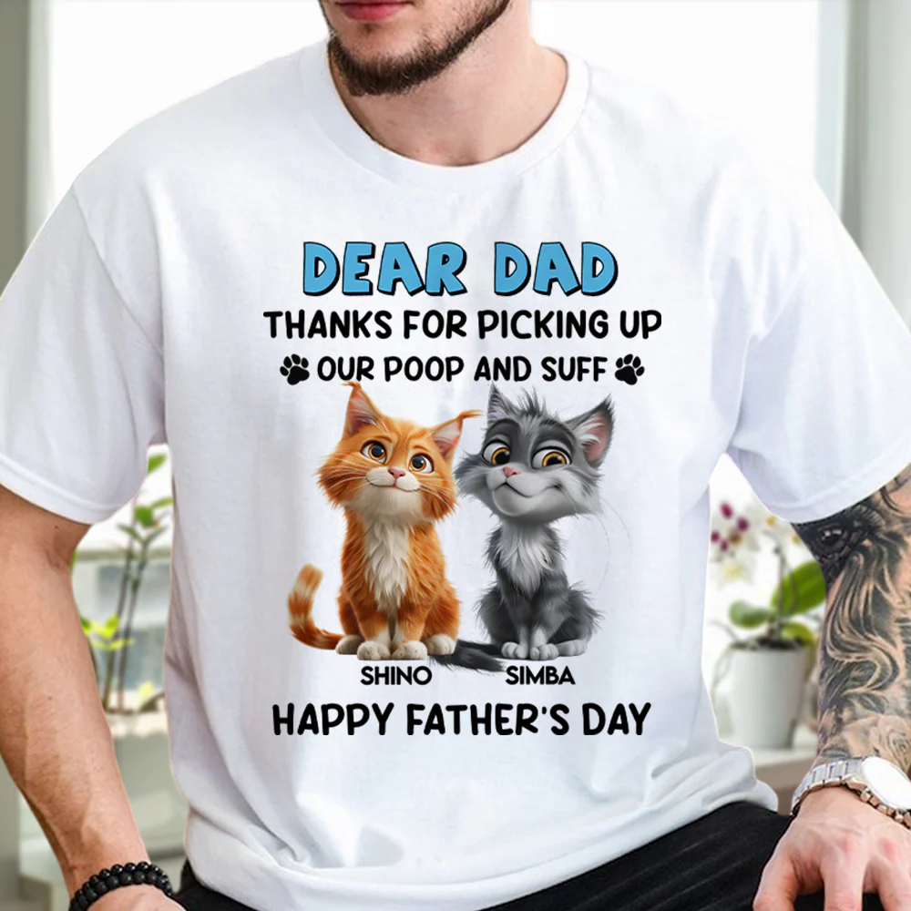 Dad, Mom Thanks For Picking Up Our Poop And Stuff Personalized Bright Shirt Cat Lover Gifts CH07 895246 - Image 2