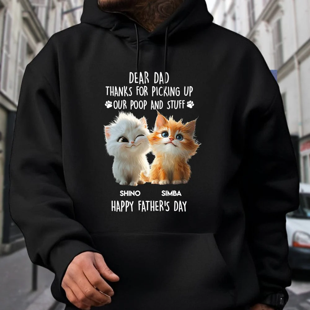 Dad, Mom Thanks For Picking Up Our Poop And Stuff Personalized Dark Shirt Cat Lover Gifts CH07 895248 - Image 6