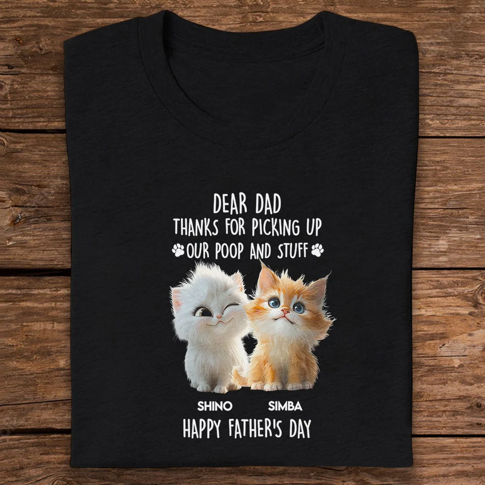 Dad, Mom Thanks For Picking Up Our Poop And Stuff Personalized Dark Shirt Cat Lover Gifts CH07 895248 - Image 8