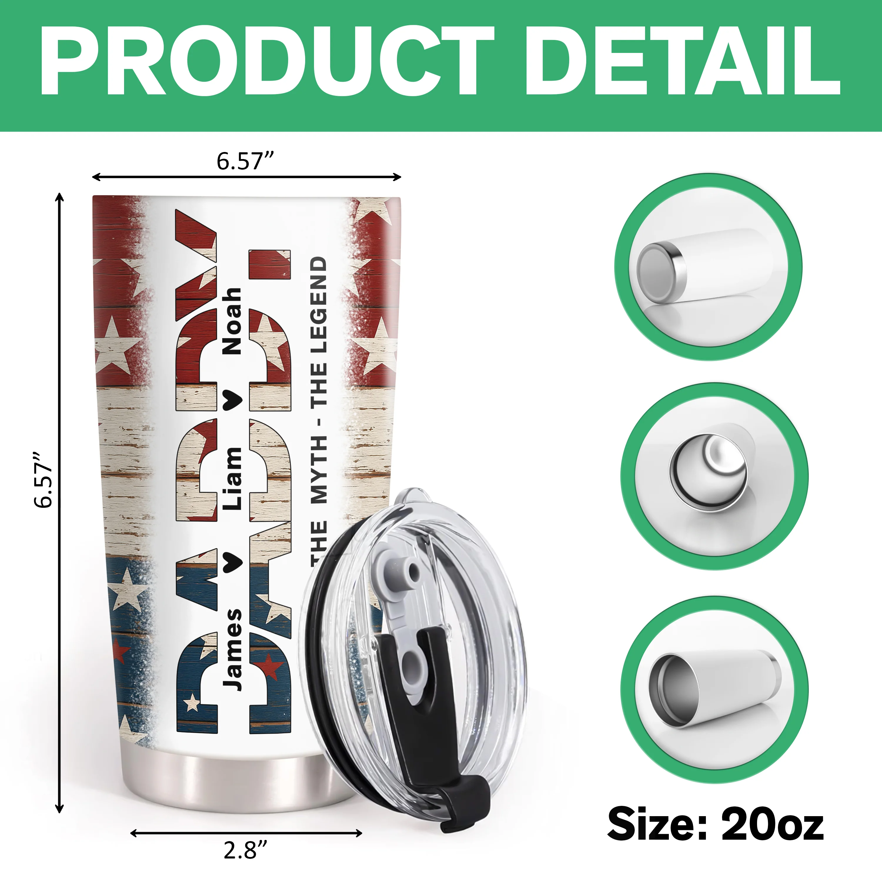 Dad The Man The Myth The Legend - Personalized Fat Tumbler For America Dad Grandpa CH07 895912 - Image 7