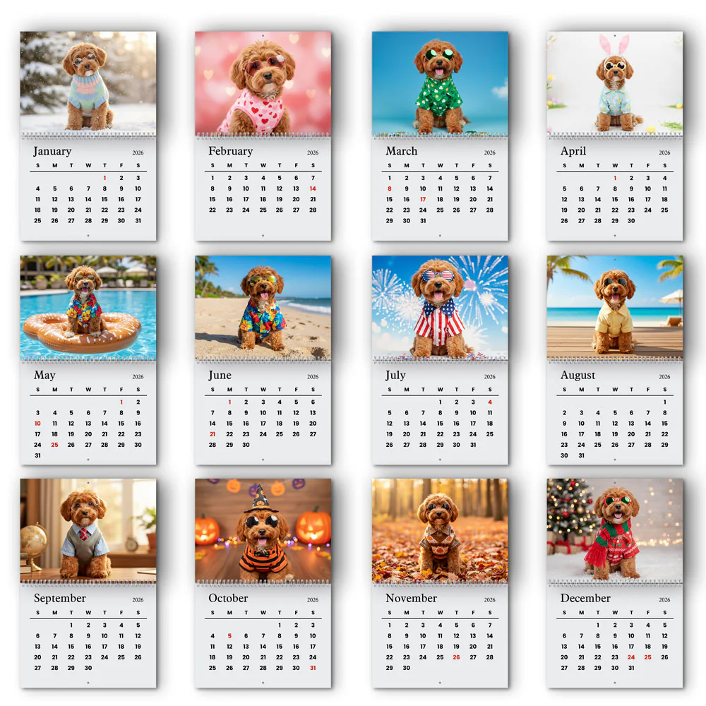 Dog Calendar 2026 Wall Calendar Custom Dog Photo Funny Style Wall Calendar CH07 895382 - Image 6
