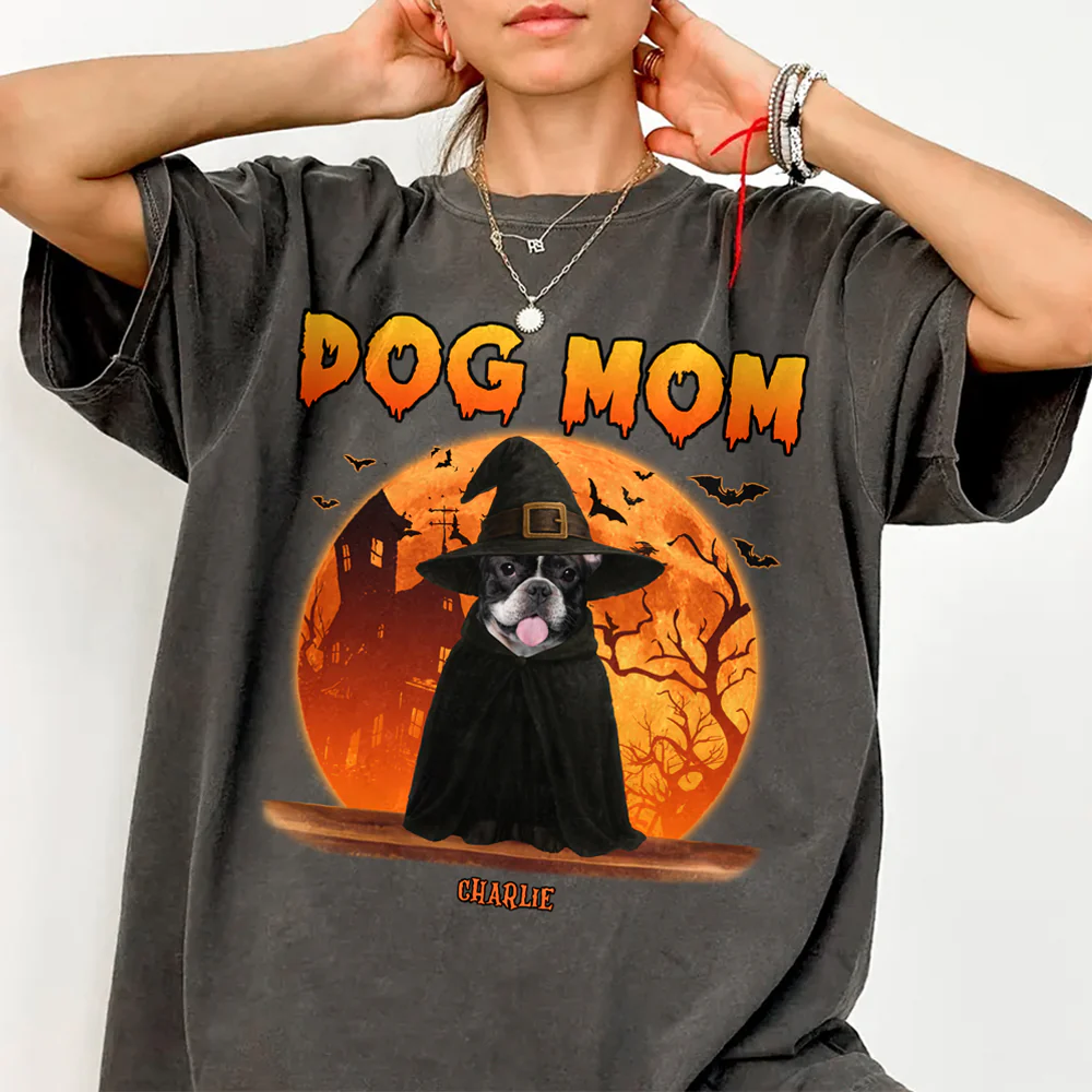 Dog Dad Dog Mom Dark Night - Custom Dog Halloween Photo Comfort Color Shirt Gift For Dog Lovers CH07 899436 - Image 2