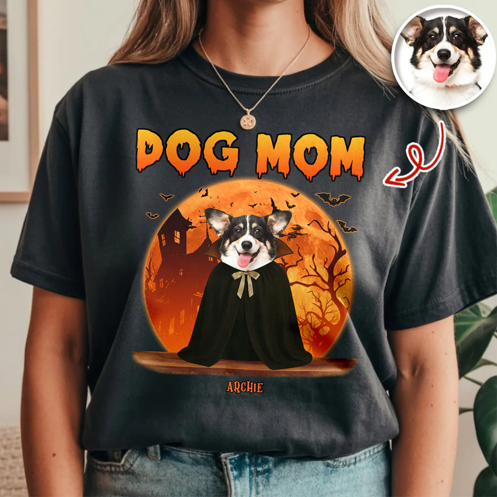 Dog Dad Dog Mom Dark Night - Custom Dog Halloween Photo Comfort Color Shirt Gift For Dog Lovers CH07 899436 - Image 3