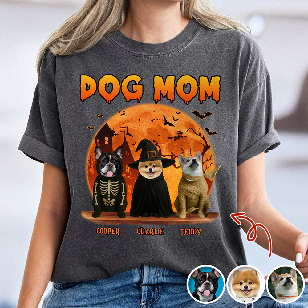 Dog Dad Dog Mom Dark Night - Custom Dog Halloween Photo Comfort Color Shirt Gift For Dog Lovers CH07 899436 - Image 5