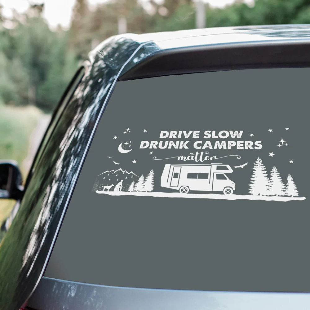 Drive Slow Drunk Campers Matter Custom Family Name Car Window Decal Sticker Gift For Camping Lovers CH07 910284 - Image 4