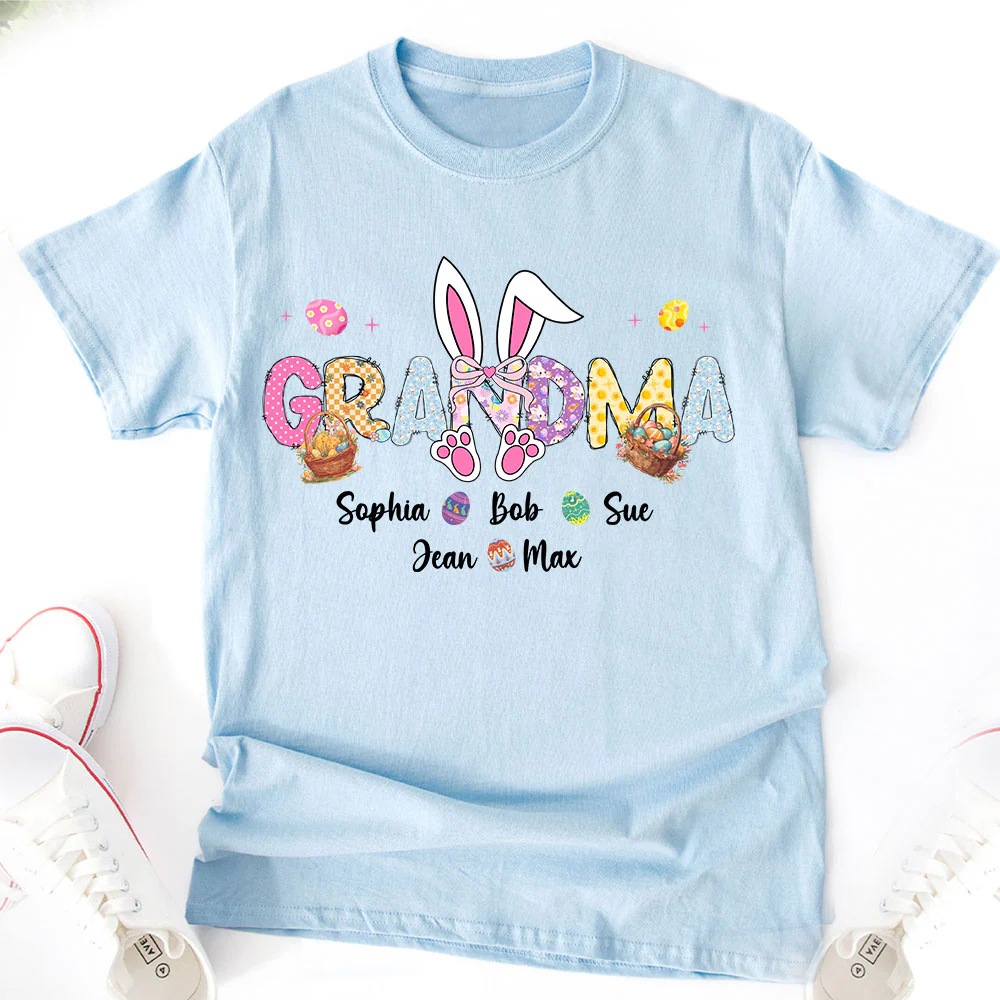 Easter Bunny Coquette Bow Gift For Family Custom Grandma And Kids Bright Shirt CH07 895354 - Image 2