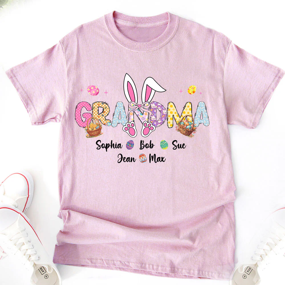 Easter Bunny Coquette Bow Gift For Family Custom Grandma And Kids Bright Shirt CH07 895354 - Image 3