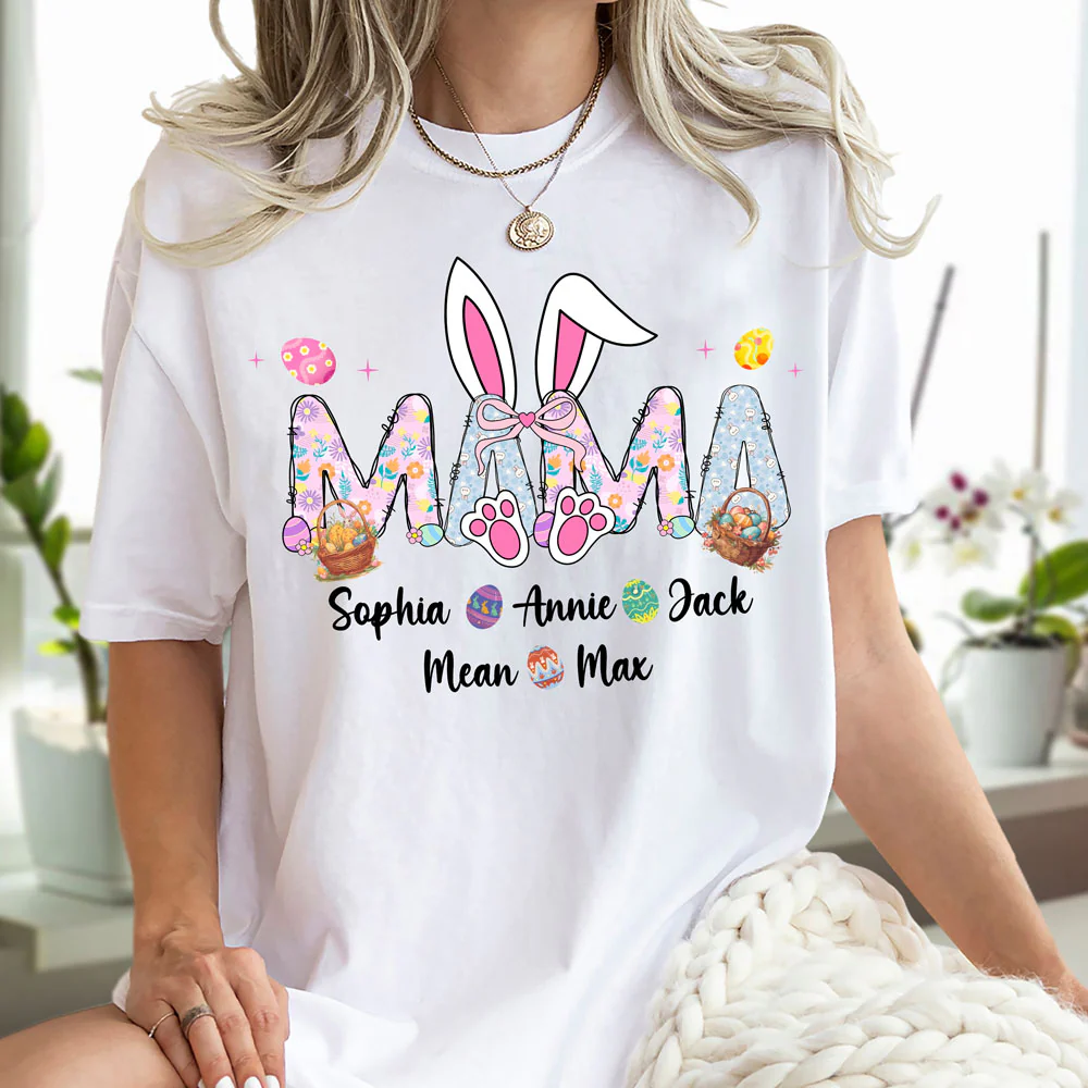 Easter Bunny Coquette Bow Gift For Family Custom Grandma And Kids Bright Shirt CH07 895354 - Image 4