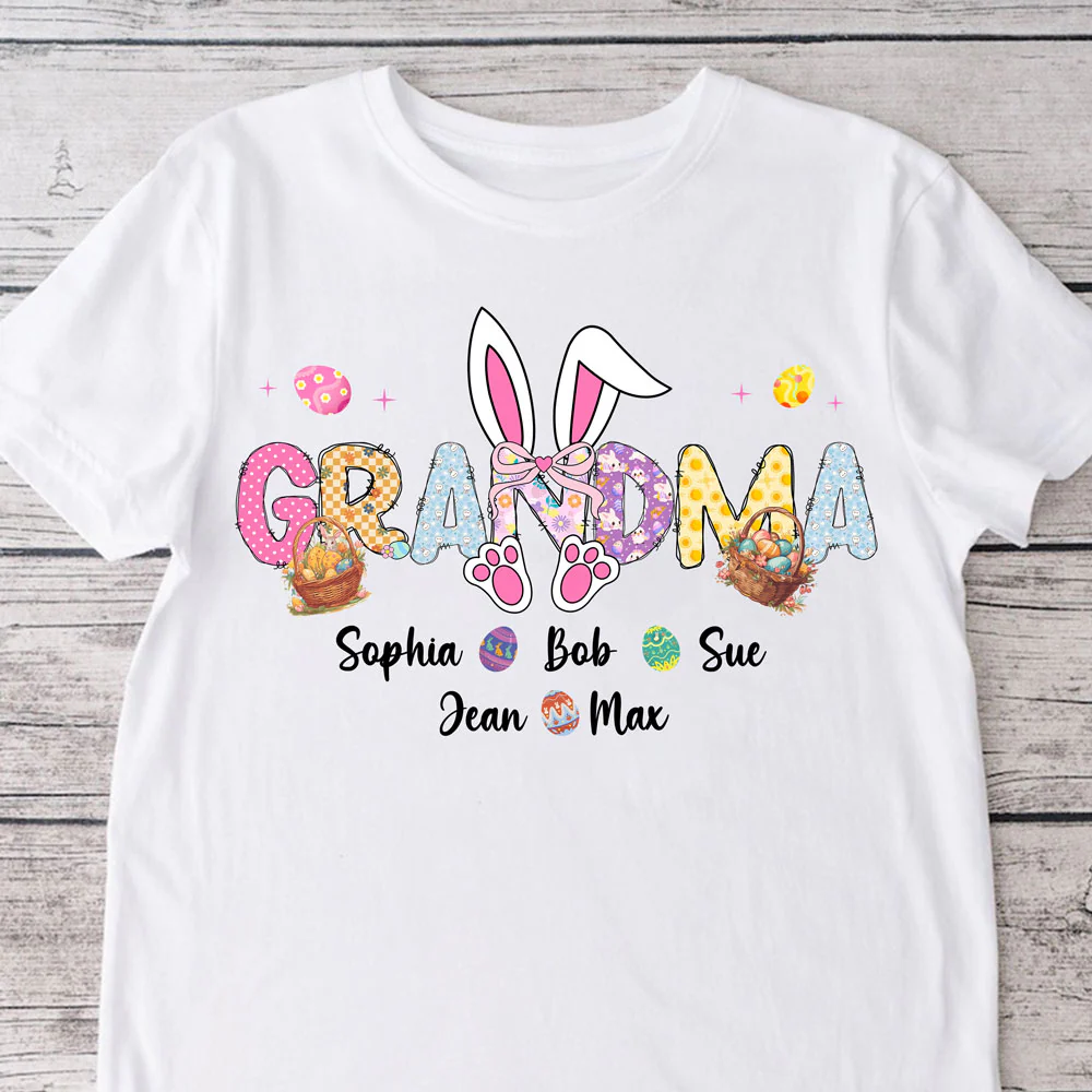 Easter Bunny Coquette Bow Gift For Family Custom Grandma And Kids Bright Shirt CH07 895354 - Image 7
