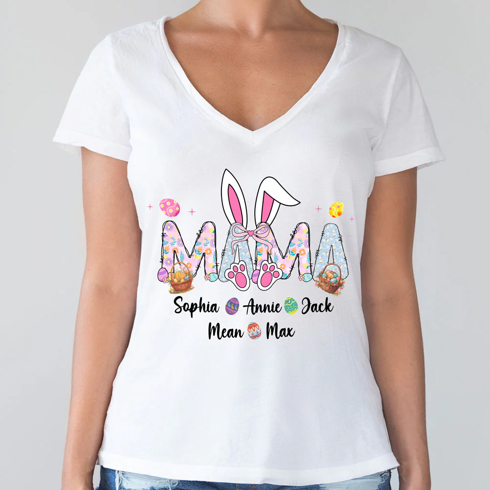 Easter Bunny Coquette Bow Gift For Family Custom Grandma And Kids Bright Shirt CH07 895354 - Image 8