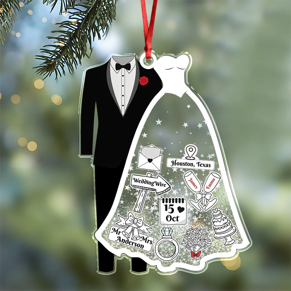 First Christmas Married Personalized Wedding Acrylic Ornament Christmas Gift CH07 896928 - Image 7