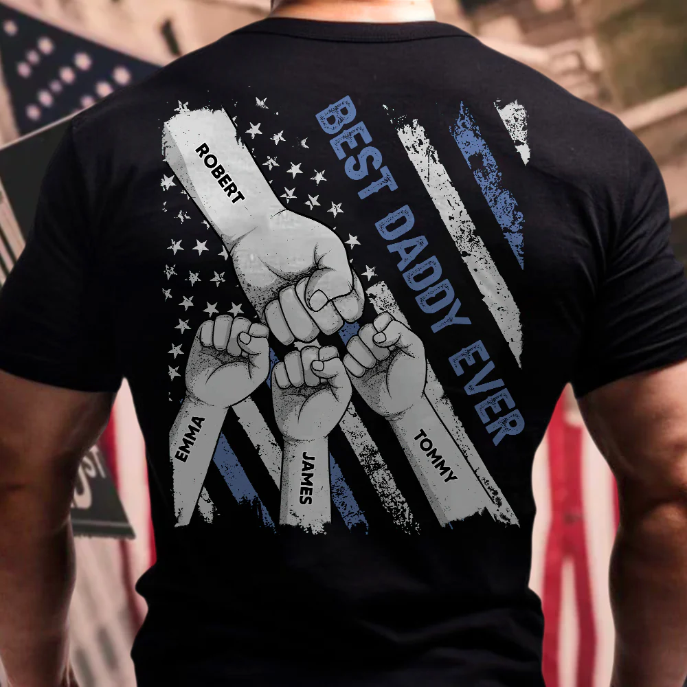 Fist Bumps Dad & Kid US Flag Back Shirt Personalized Father's Day Gift CH07 895856 - Image 5