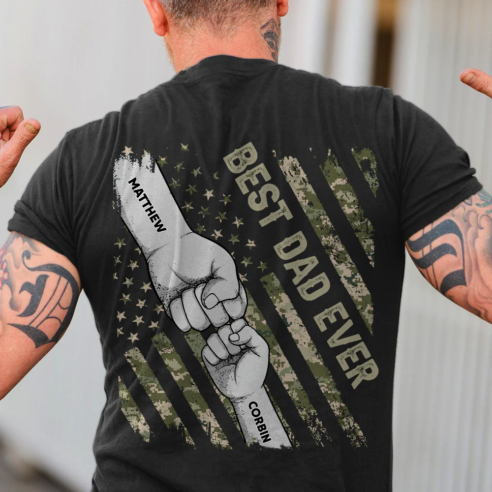 Fist Bumps Dad & Kid US Flag Back Shirt Personalized Father's Day Gift CH07 895856 - Image 6