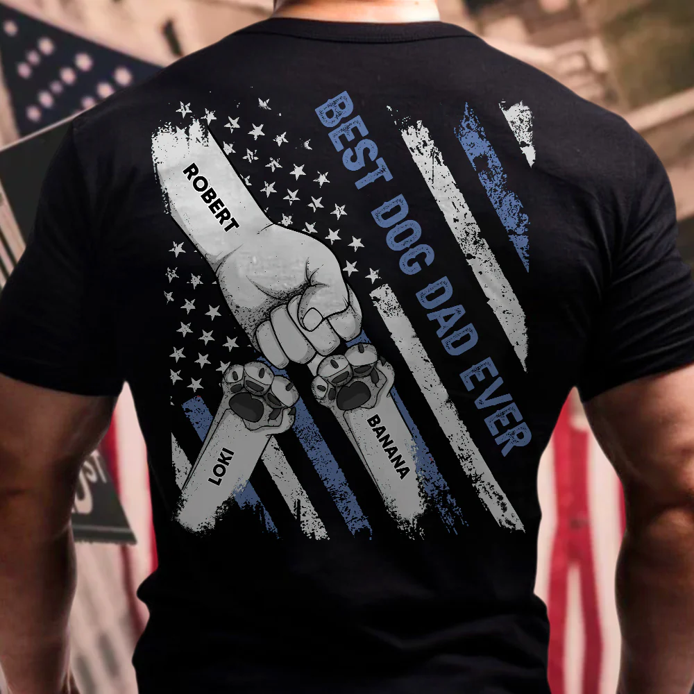 Fist Bumps Dad & Pet US Flag Back Shirt Personalized Father's Day Gift CH07 895904 - Image 5