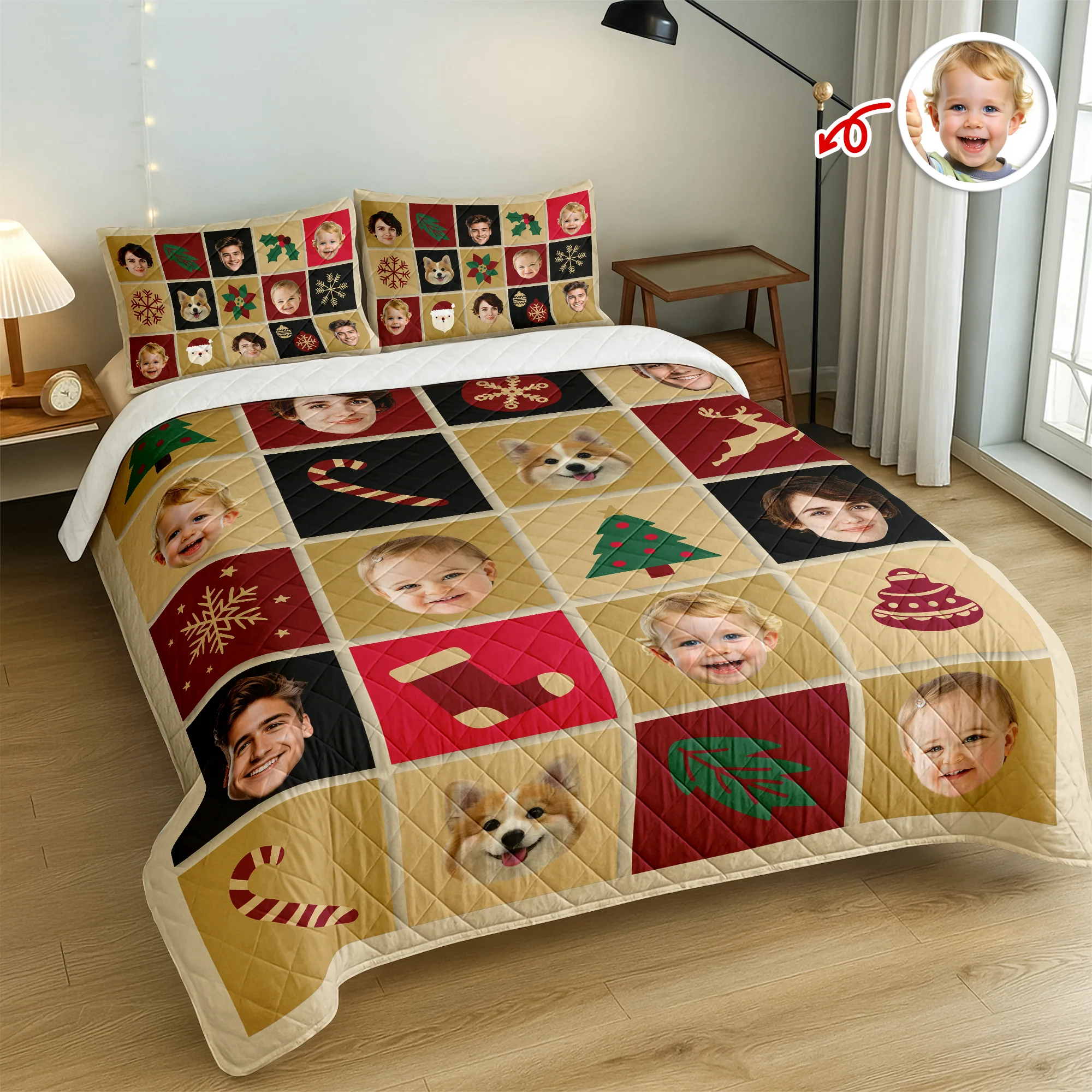 Funny Custom Face Family Christmas Pattern Bedding Set CH07 899902 - Image 2