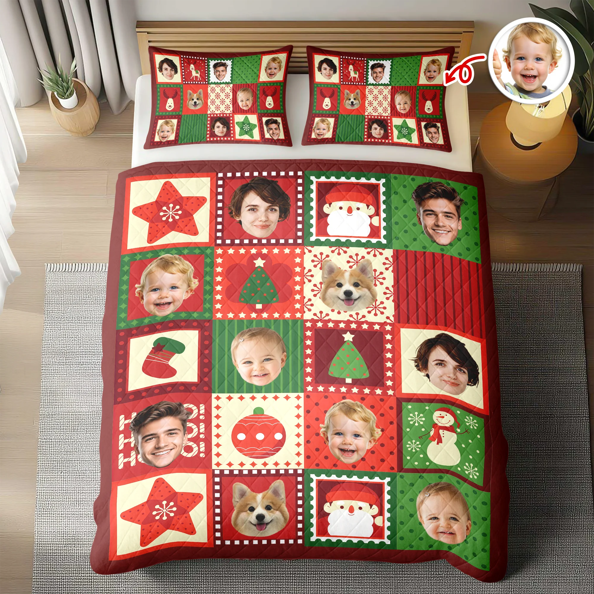 Funny Custom Face Family Christmas Pattern Bedding Set CH07 899902 - Image 3