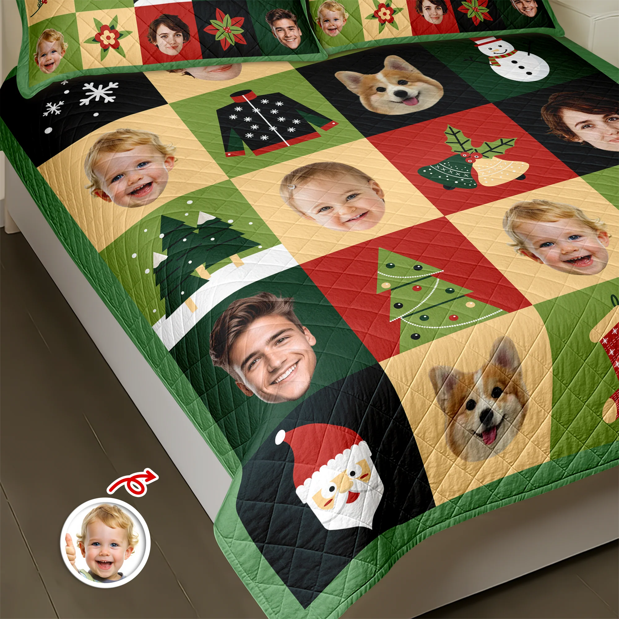 Funny Custom Face Family Christmas Pattern Bedding Set CH07 899902 - Image 4