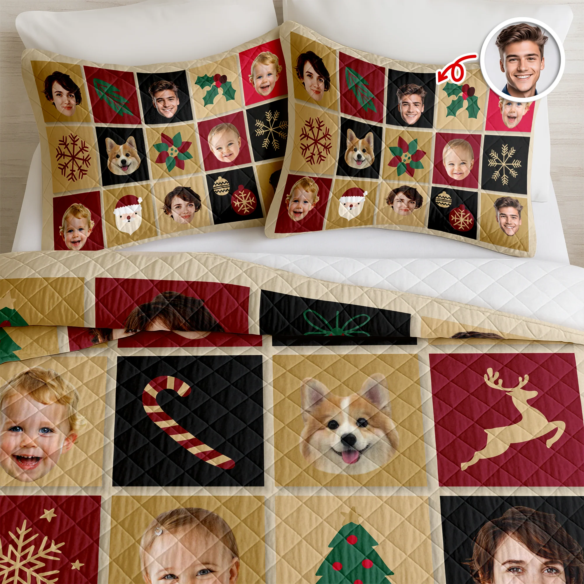 Funny Custom Face Family Christmas Pattern Bedding Set CH07 899902 - Image 5