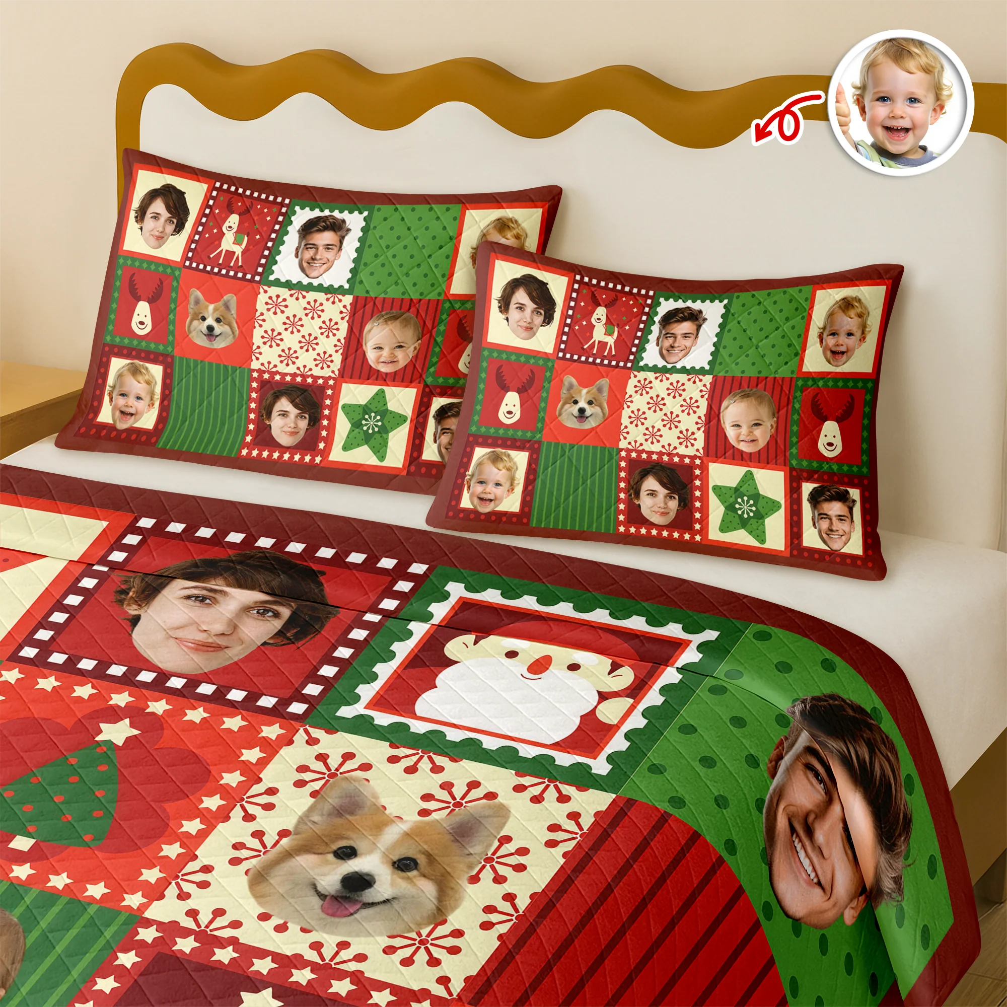 Funny Custom Face Family Christmas Pattern Bedding Set CH07 899902 - Image 6