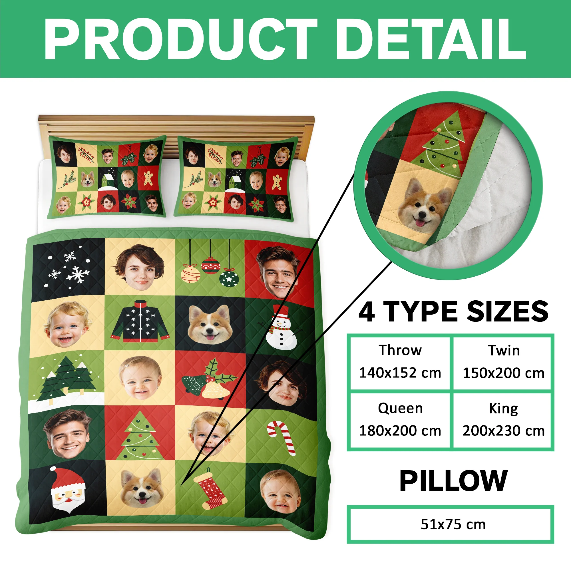 Funny Custom Face Family Christmas Pattern Bedding Set CH07 899902 - Image 7