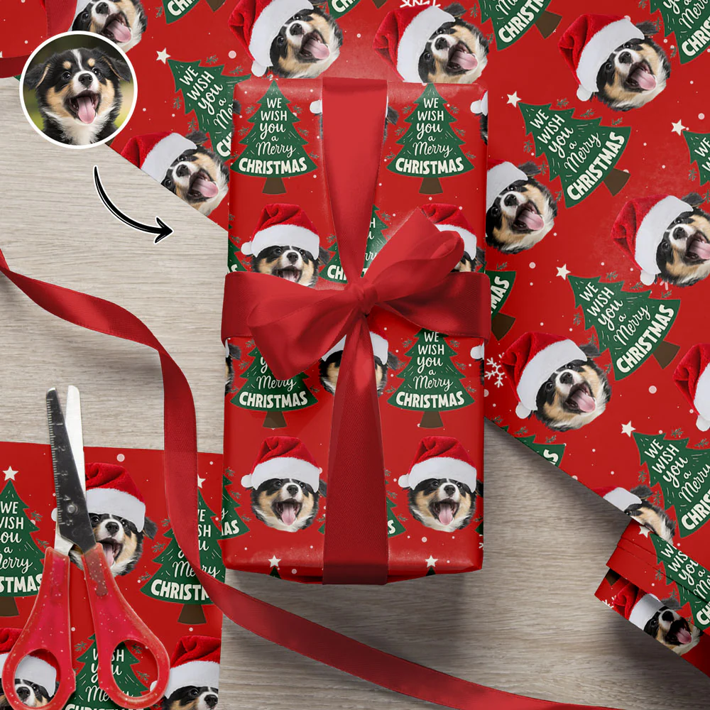 Funny Dog Santa Face Wrapping Paper We Wish You A Merry Christmas Wrapping Paper CH07 895472 - Image 6