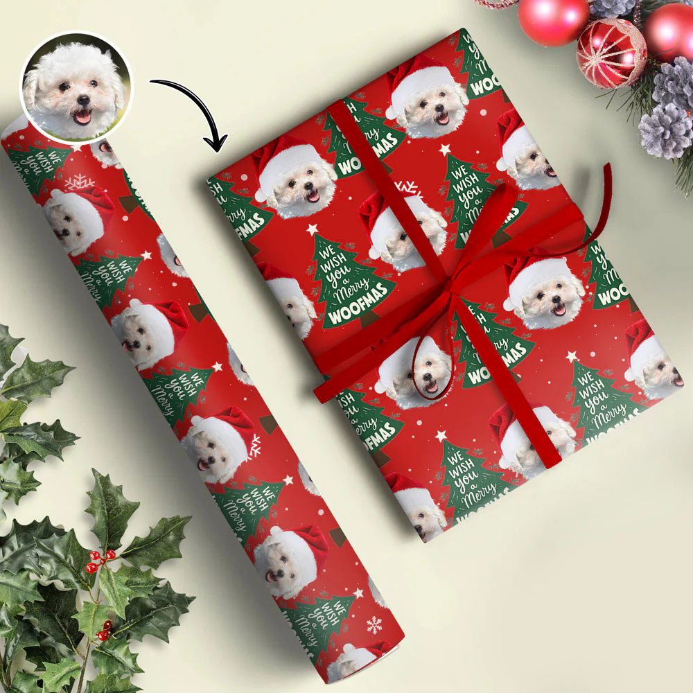 Funny Dog Santa Face Wrapping Paper We Wish You A Merry Christmas Wrapping Paper CH07 895472 - Image 7