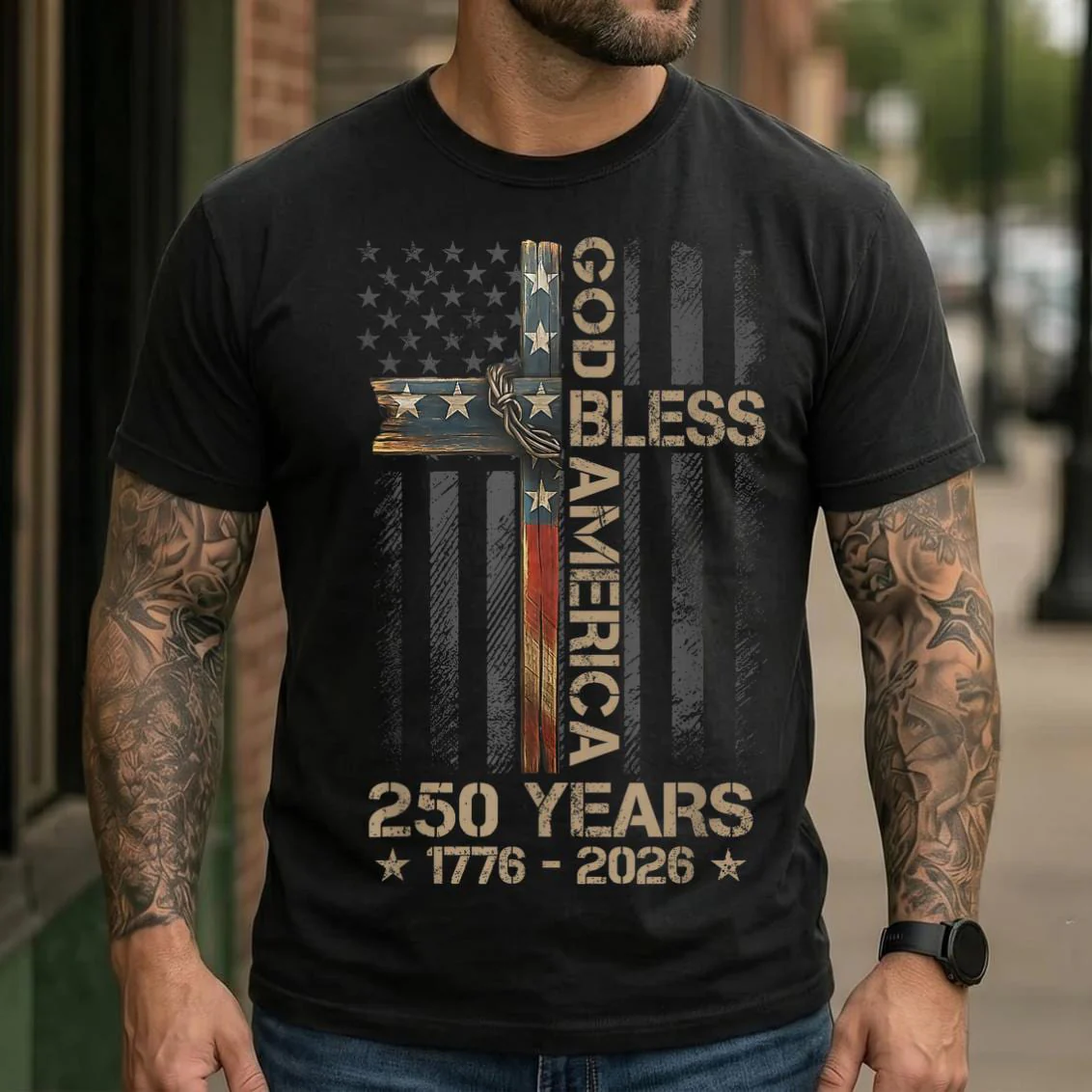 God Bless America Comfort Colors Shirt 250 Years 1776 2026 Christian USA Flag Shirt CH07 911932
