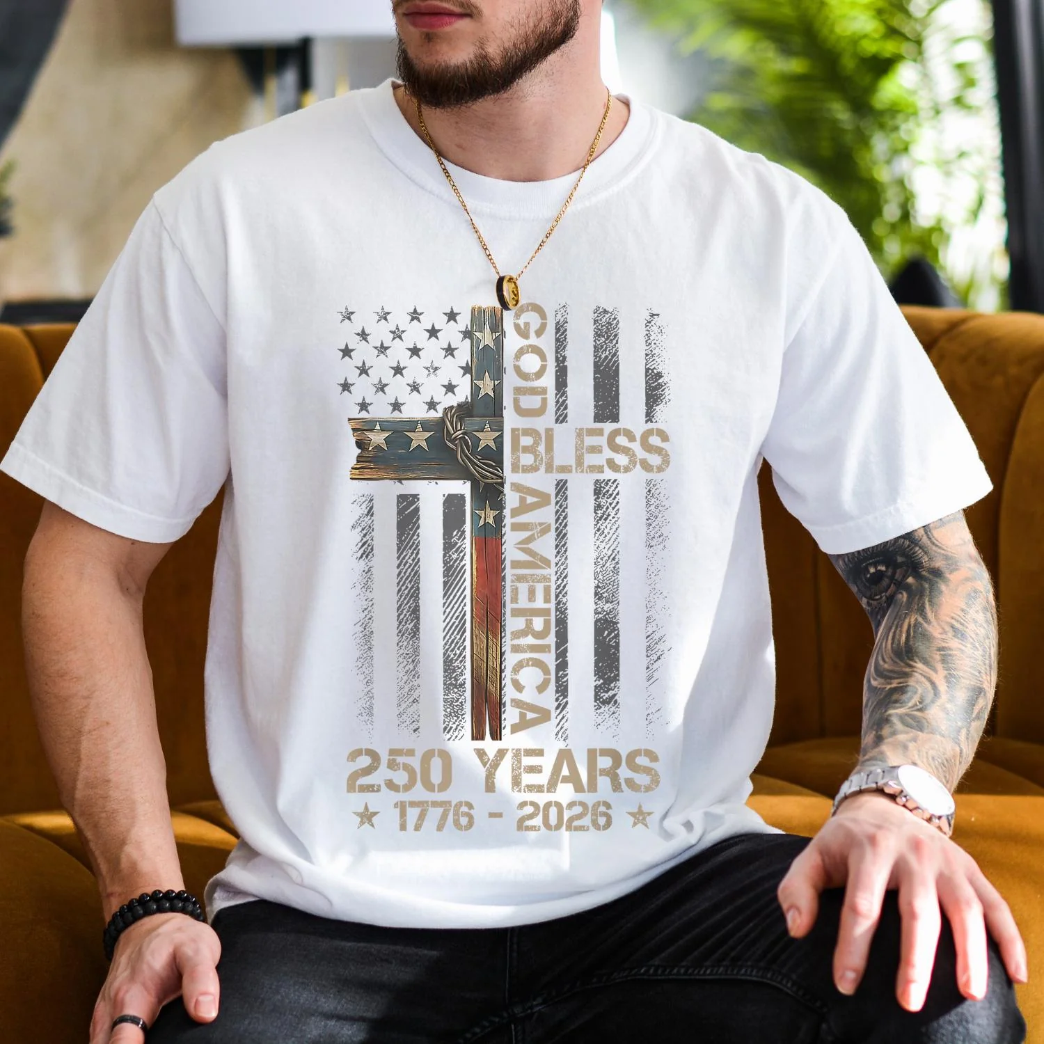 God Bless America Comfort Colors Shirt 250 Years 1776 2026 Christian USA Flag Shirt CH07 911932 - Image 2