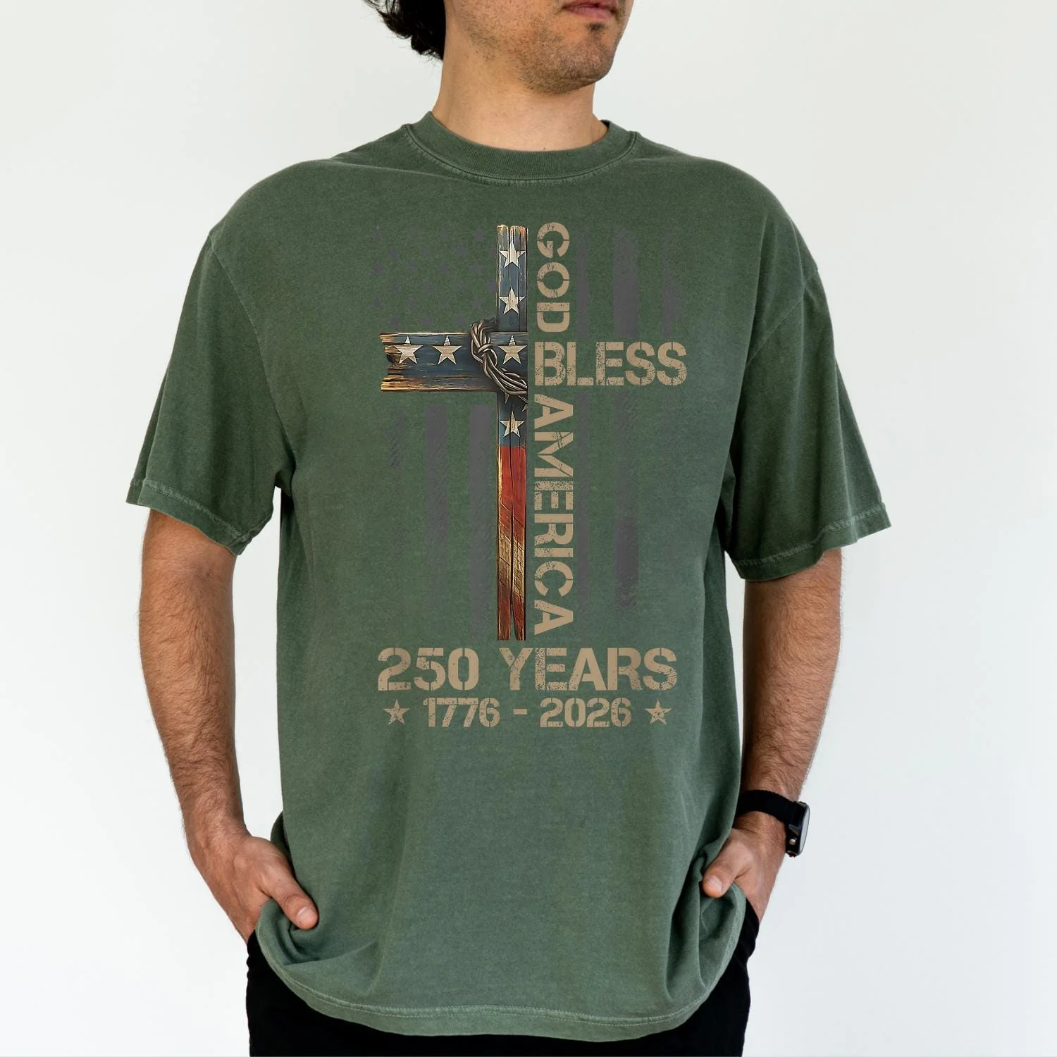 God Bless America Comfort Colors Shirt 250 Years 1776 2026 Christian USA Flag Shirt CH07 911932 - Image 5