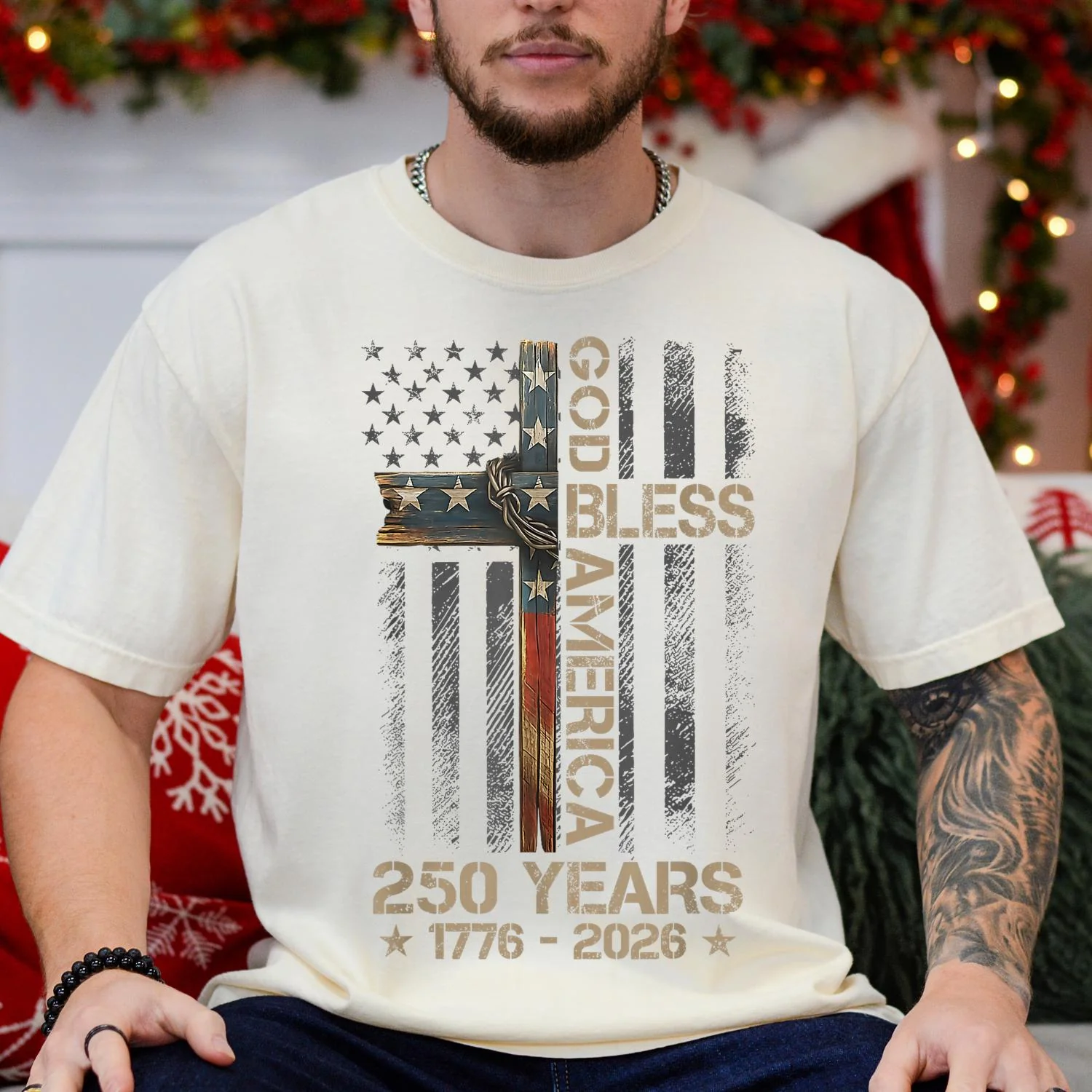 God Bless America Comfort Colors Shirt 250 Years 1776 2026 Christian USA Flag Shirt CH07 911932 - Image 6
