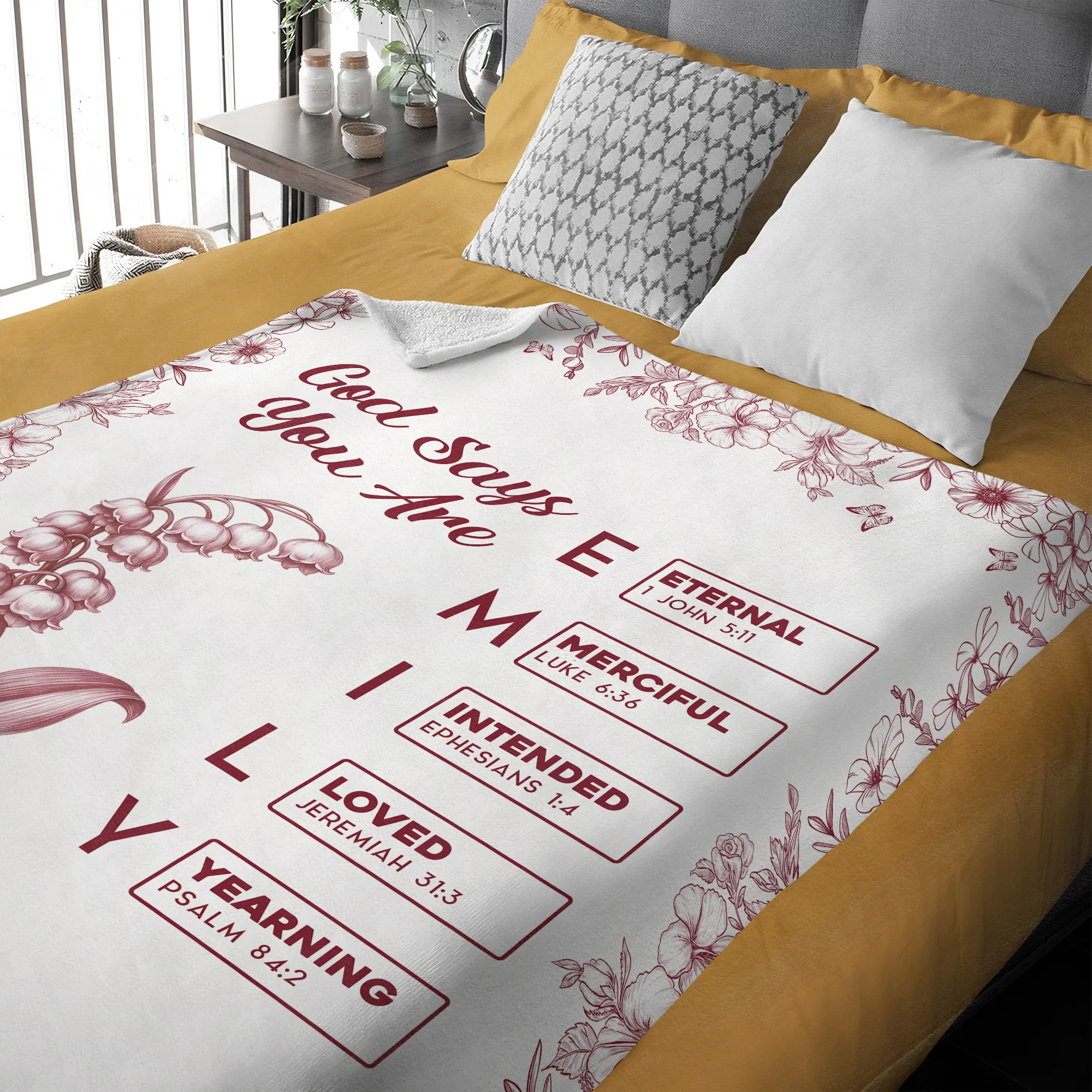 God Says I Am Name Letter In Bible Toile De Jouy Style - Personalized Blanket CH07 896956 - Image 5