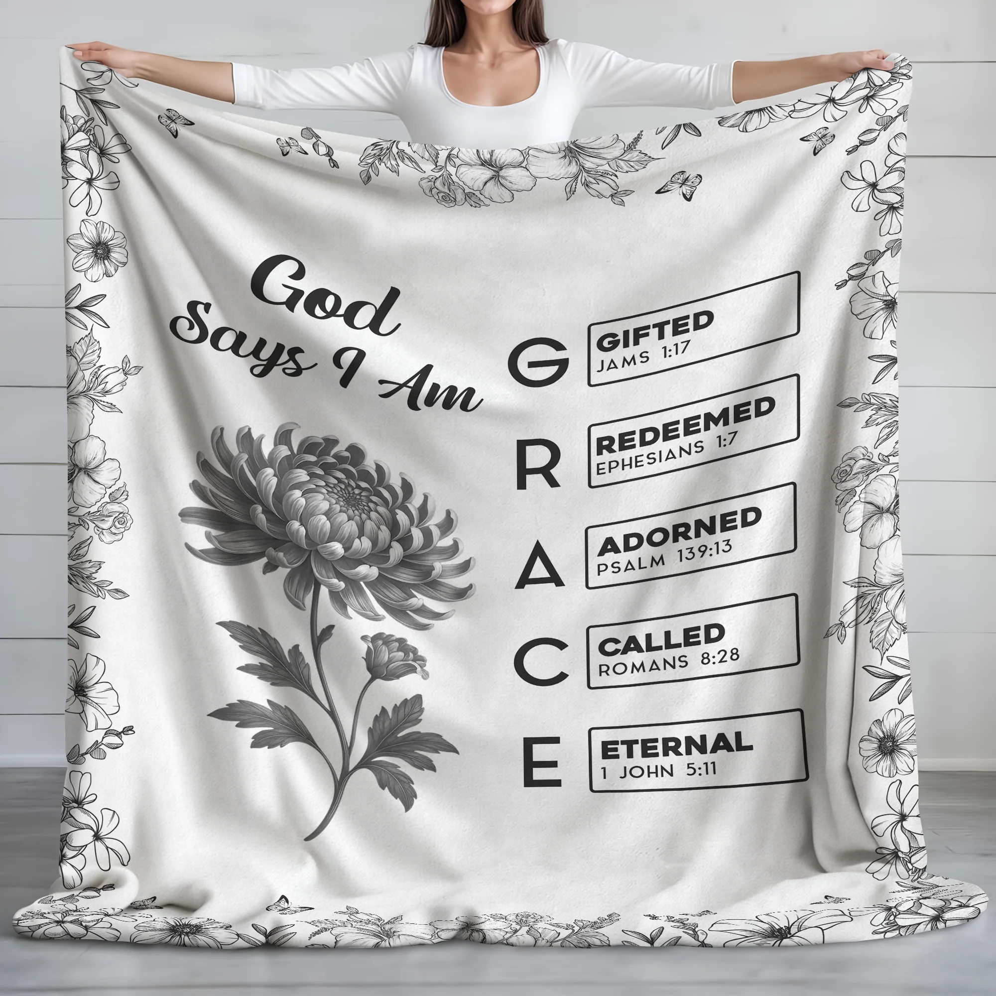 God Says I Am Name Letter In Bible Toile De Jouy Style - Personalized Blanket CH07 896956 - Image 7