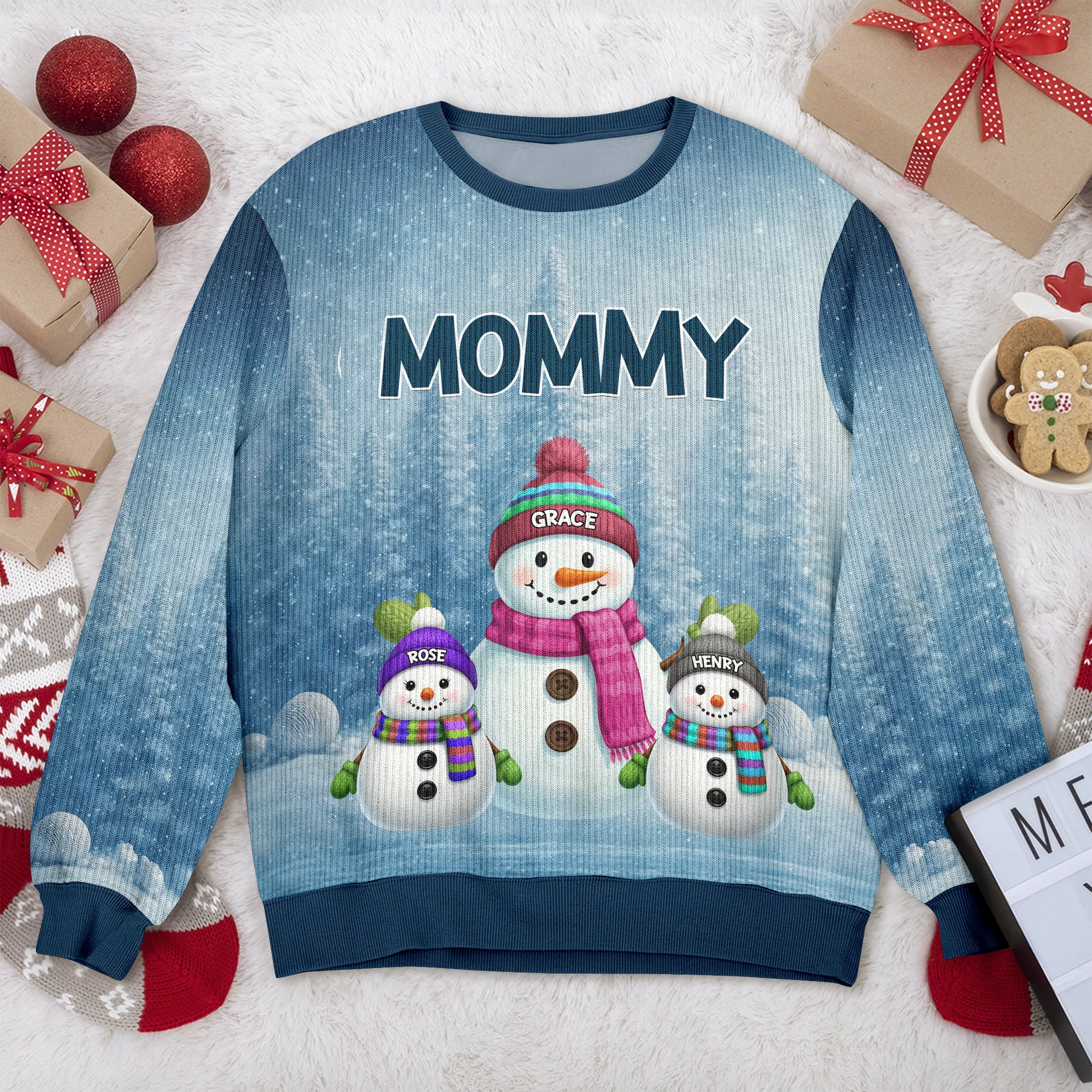 Grandma Grandkids Snowman Together - Personalized Ugly Sweater Christmas Gift For Mom Grandma CH07 899678 - Image 3