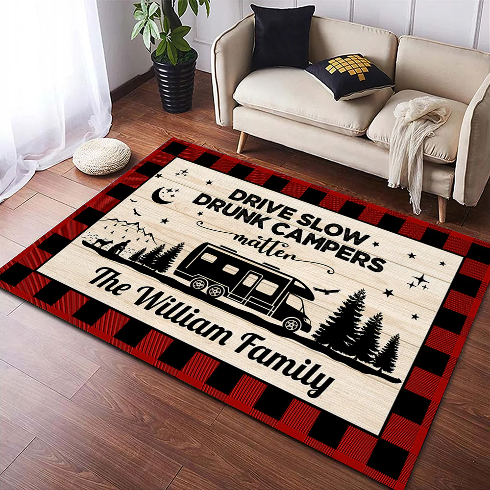 Happy Campers Personalized Caro Style Camping Patio Rug For Camping Lovers CH07 896194 - Image 5