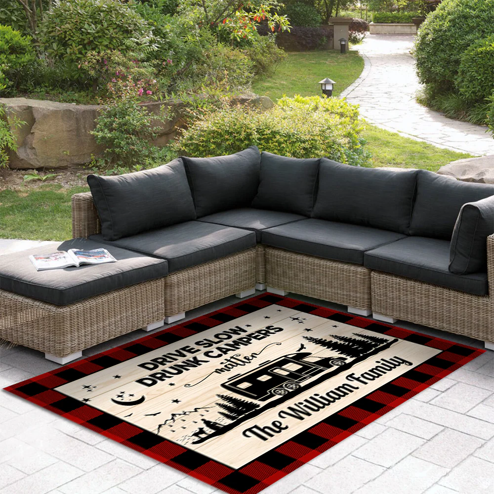 Happy Campers Personalized Caro Style Camping Patio Rug For Camping Lovers CH07 896194 - Image 8