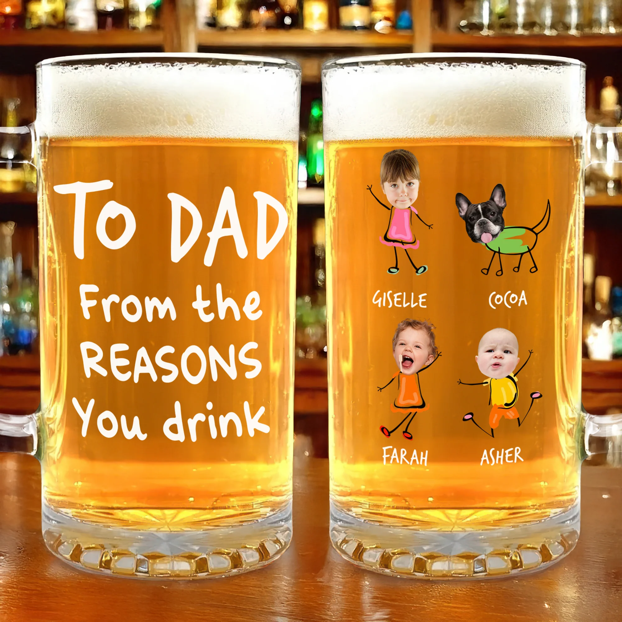 Happy Father's Day From The Reasons You Drink Custom Photo Glass Beer Mug CH07 895562 - Image 2