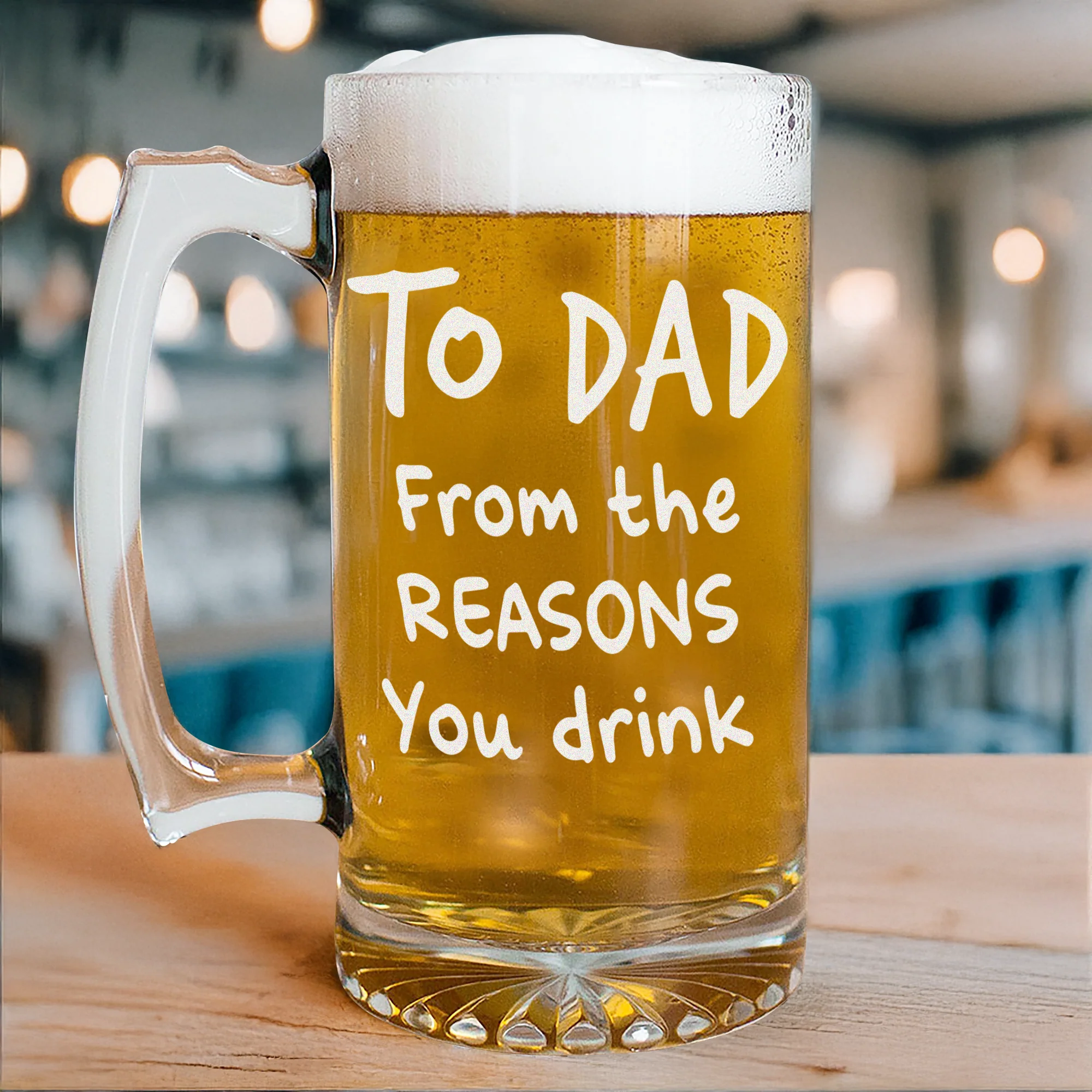Happy Father's Day From The Reasons You Drink Custom Photo Glass Beer Mug CH07 895562 - Image 3