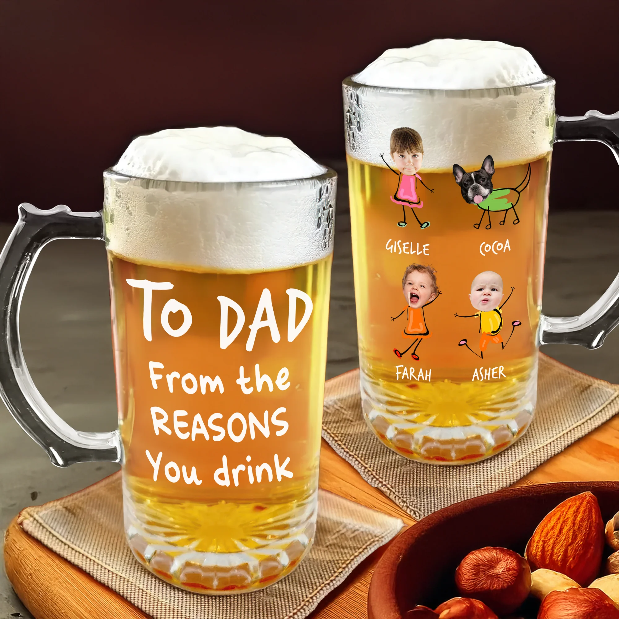 Happy Father's Day From The Reasons You Drink Custom Photo Glass Beer Mug CH07 895562 - Image 4