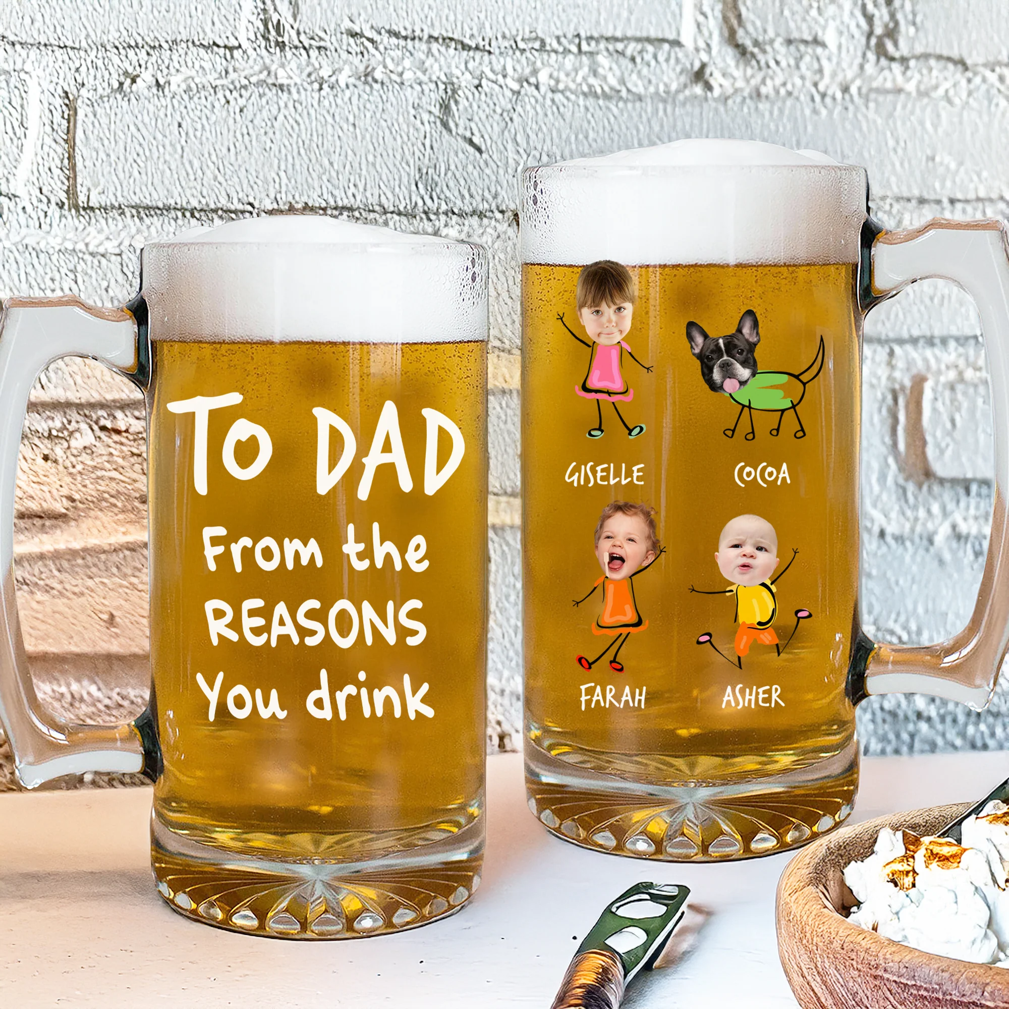 Happy Father's Day From The Reasons You Drink Custom Photo Glass Beer Mug CH07 895562 - Image 5