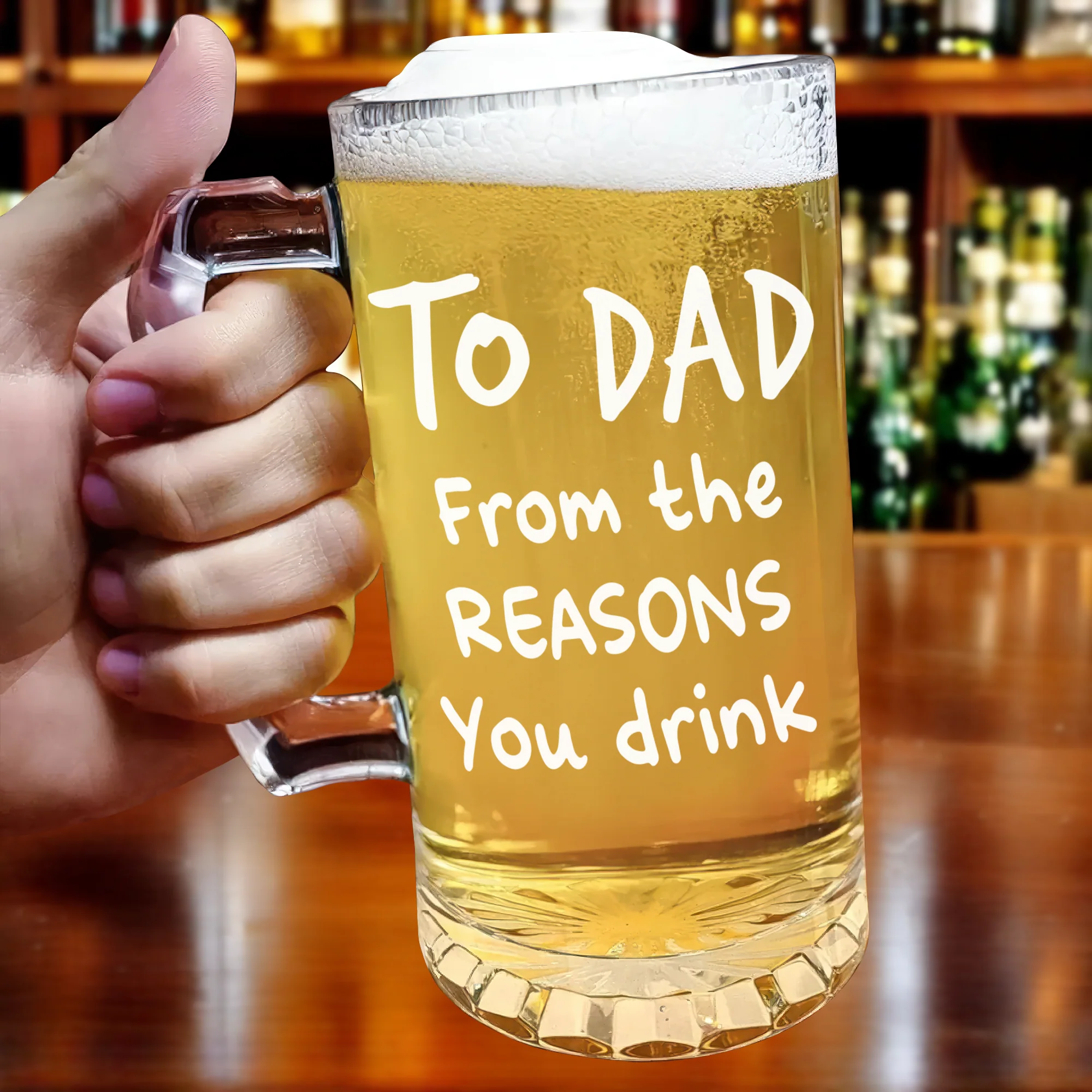Happy Father's Day From The Reasons You Drink Custom Photo Glass Beer Mug CH07 895562 - Image 6