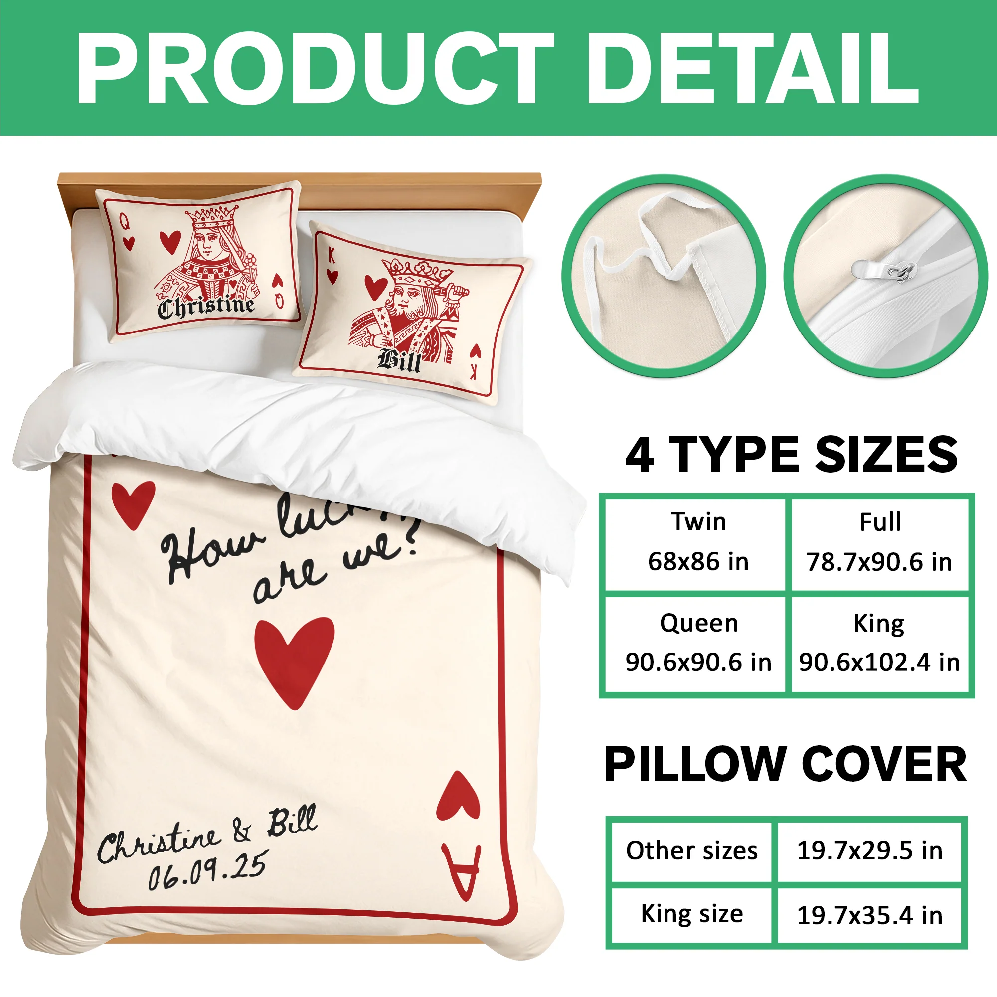 How Lucky Are We Custom Couple Name Bedding Set Valentine Gift Anniversary Gift For Couple CH07 899846 - Image 7