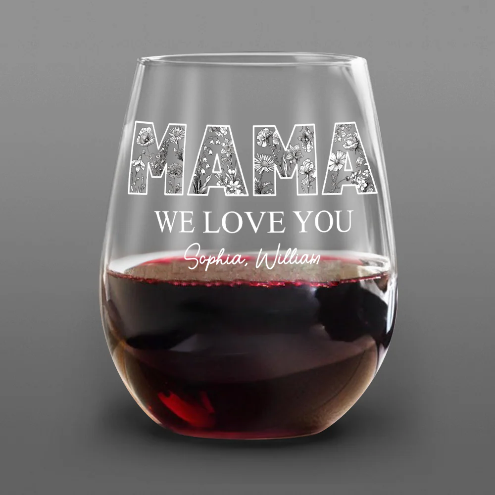 I Love You Mom Personalized MOM Floral Wine Glass Mother's Day Gift CH07 910856 - Image 4