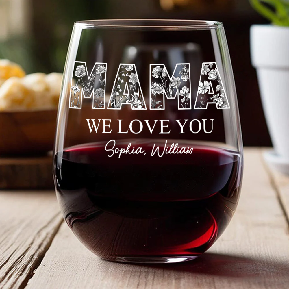 I Love You Mom Personalized MOM Floral Wine Glass Mother's Day Gift CH07 910856 - Image 7