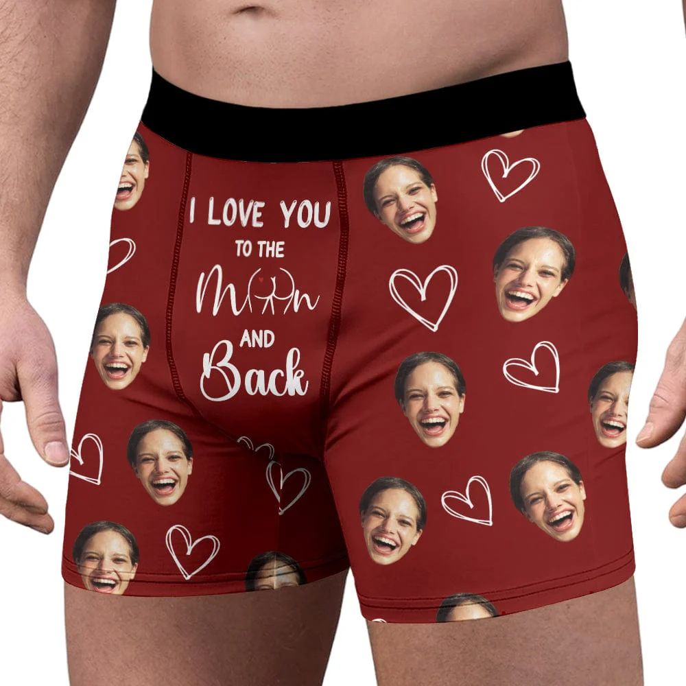 I Love You To Moon and Back Custom Girlfriend, Wife Photo Boxer Anniversary Gift CH07 895226 - Image 4