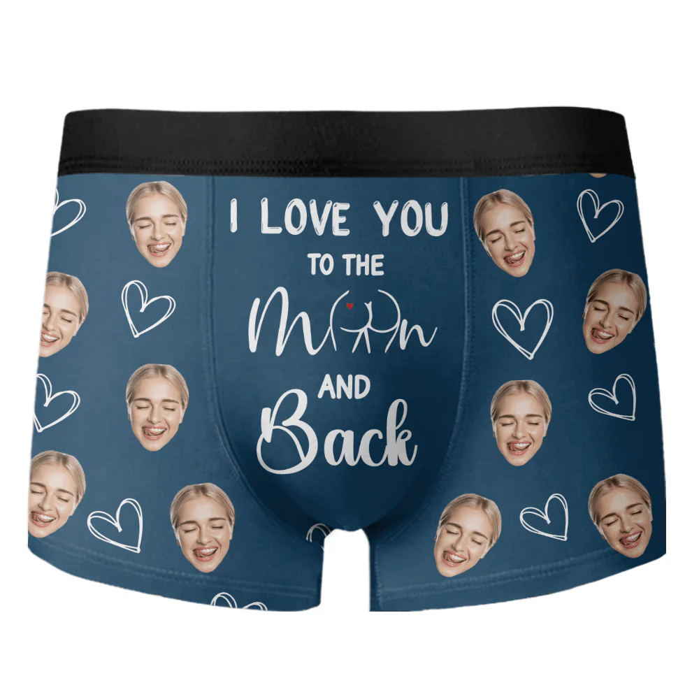 I Love You To Moon and Back Custom Girlfriend, Wife Photo Boxer Anniversary Gift CH07 895226 - Image 6