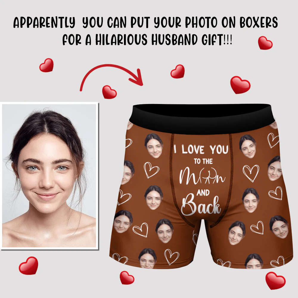 I Love You To Moon and Back Custom Girlfriend, Wife Photo Boxer Anniversary Gift CH07 895226 - Image 7