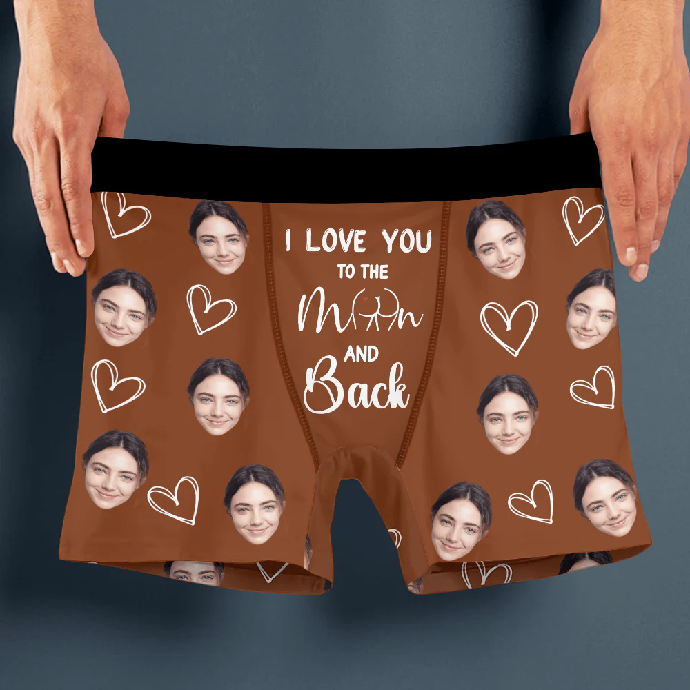 I Love You To Moon and Back Custom Girlfriend, Wife Photo Boxer Anniversary Gift CH07 895226 - Image 9
