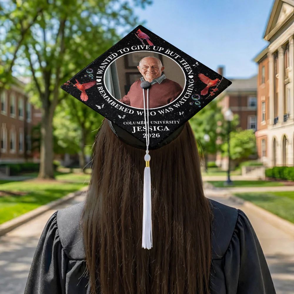I Remembered Who Was Watching Personalized Memorial Photo Graduation Cap Topper CH07 910934 - Image 5