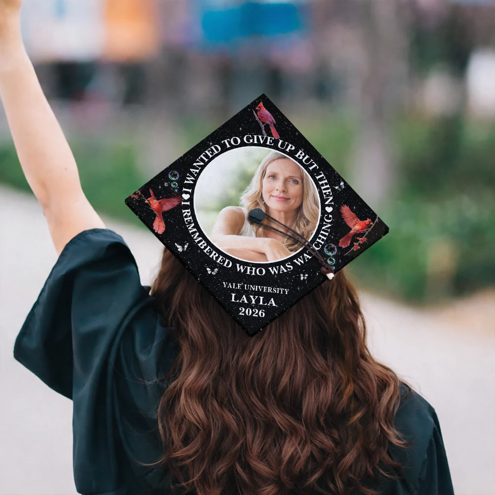 I Remembered Who Was Watching Personalized Memorial Photo Graduation Cap Topper CH07 910934 - Image 6