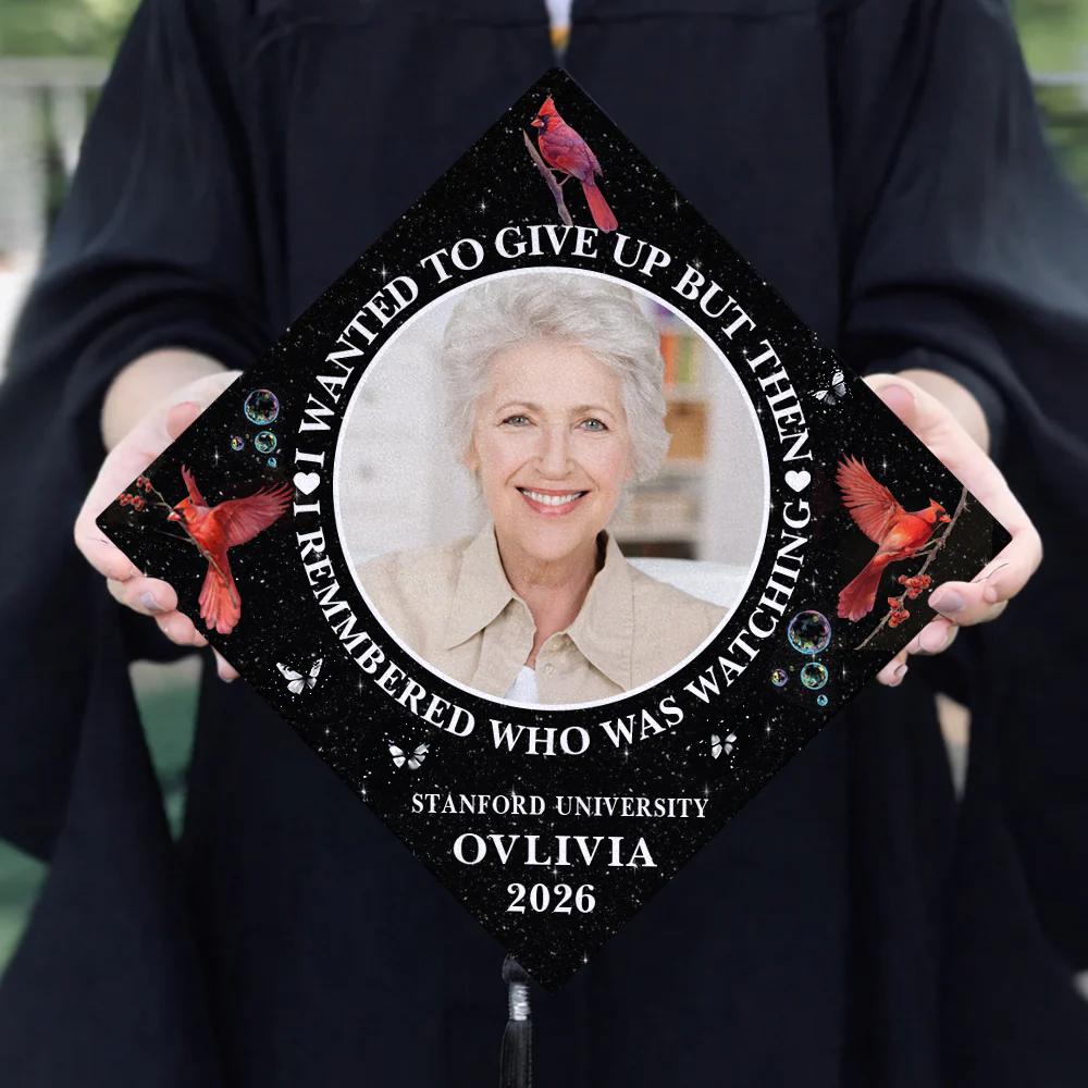 I Remembered Who Was Watching Personalized Memorial Photo Graduation Cap Topper CH07 910934 - Image 7